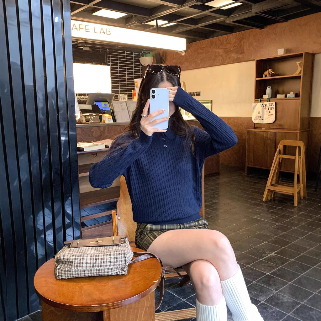 High-Neck Knit Sweater for Women, Slim Fit, Long Sleeve